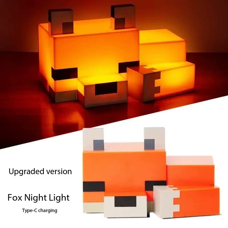 MC Game Cute Fox Night Light Soft Orange Glow Desk Lamp Home Atmosphere Luminous Table Lamp for Playrooms or Children' Bedrooms