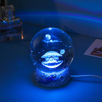 Illuminate Your Space with the Stunning New Crystal Ball Night Light - A Unique 3D Engraved Handicraft for Home Decor and Perfect Birthday Gift!