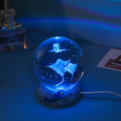 Illuminate Your Space with the Stunning New Crystal Ball Night Light - A Unique 3D Engraved Handicraft for Home Decor and Perfect Birthday Gift!