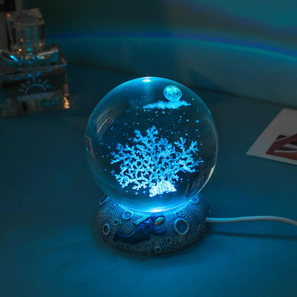 Illuminate Your Space with the Stunning New Crystal Ball Night Light - A Unique 3D Engraved Handicraft for Home Decor and Perfect Birthday Gift!
