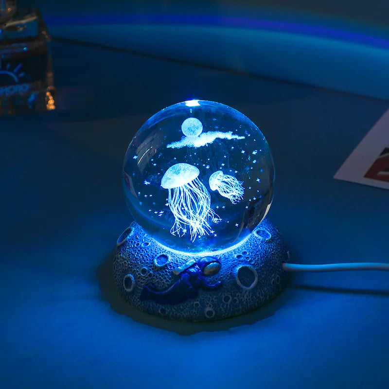 Illuminate Your Space with the Stunning New Crystal Ball Night Light - A Unique 3D Engraved Handicraft for Home Decor and Perfect Birthday Gift!