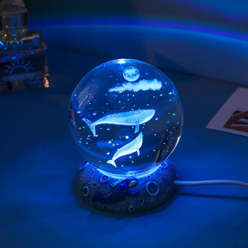 Illuminate Your Space with the Stunning New Crystal Ball Night Light - A Unique 3D Engraved Handicraft for Home Decor and Perfect Birthday Gift!