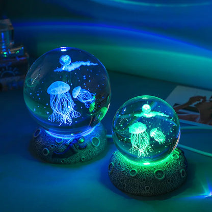 Illuminate Your Space with the Stunning New Crystal Ball Night Light - A Unique 3D Engraved Handicraft for Home Decor and Perfect Birthday Gift!