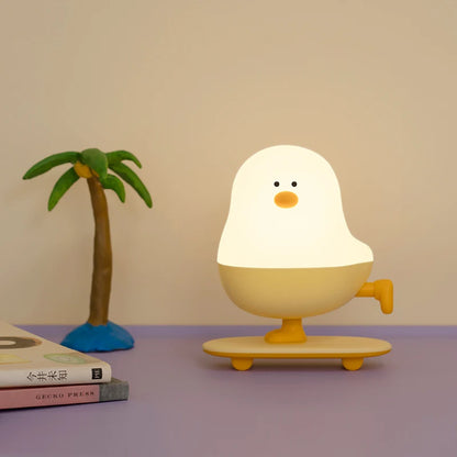 Adorable Eggshell Chicken Night Light - Touch Adjustable Cartoon LED Lamp for Kids' Bedrooms - Rechargeable Warm Atmosphere Light