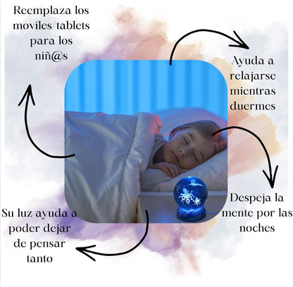 Lámpara de Bola de Cristal con Grabado 3D de Precisión y Sistema de Iluminación Azul LED