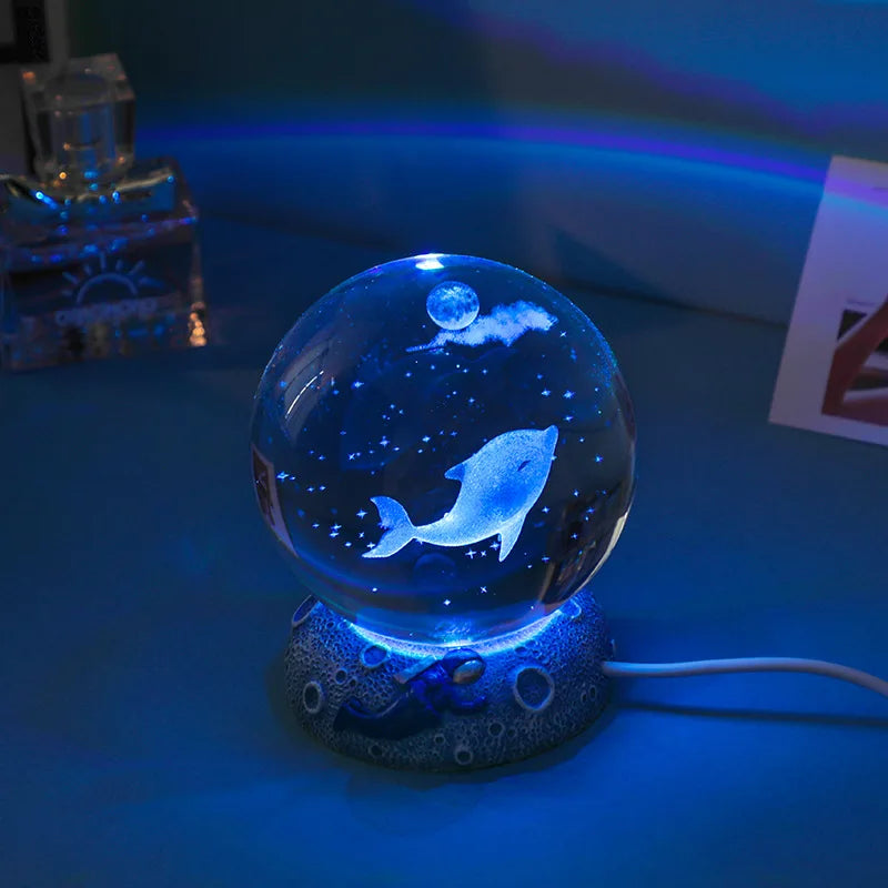 Illuminate Your Space with the Stunning New Crystal Ball Night Light - A Unique 3D Engraved Handicraft for Home Decor and Perfect Birthday Gift!