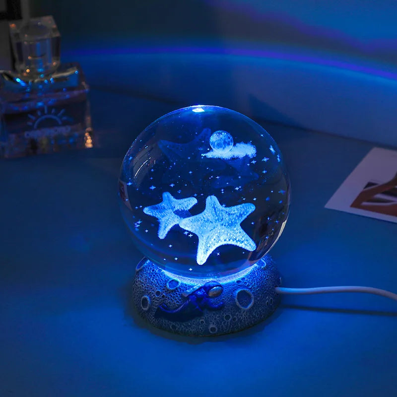 Illuminate Your Space with the Stunning New Crystal Ball Night Light - A Unique 3D Engraved Handicraft for Home Decor and Perfect Birthday Gift!