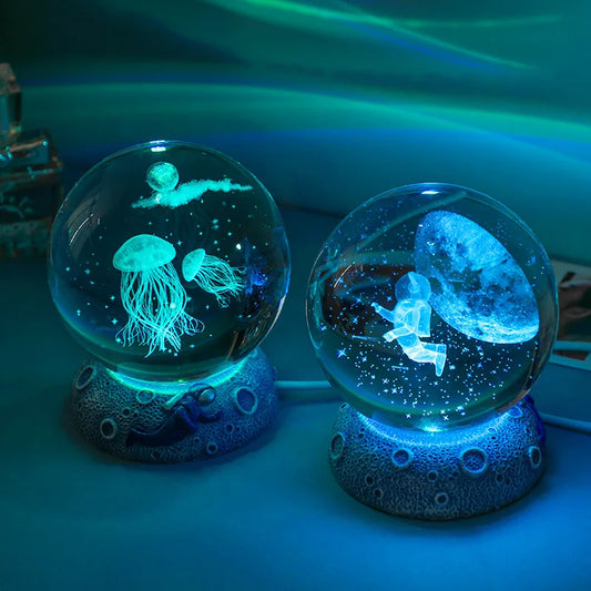 Illuminate Your Space with the Stunning New Crystal Ball Night Light - A Unique 3D Engraved Handicraft for Home Decor and Perfect Birthday Gift!