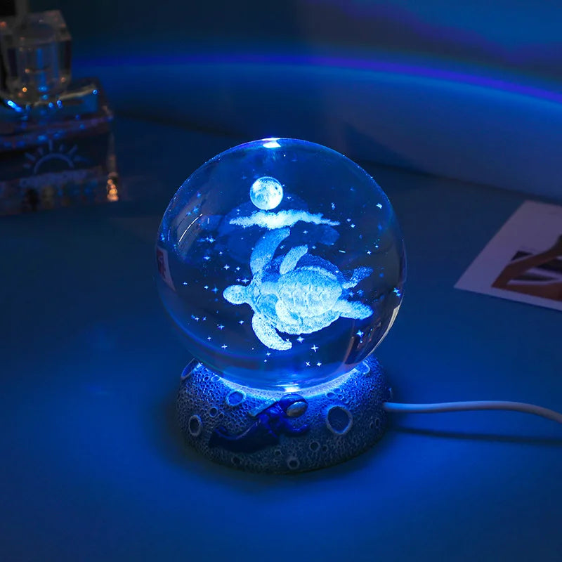 Illuminate Your Space with the Stunning New Crystal Ball Night Light - A Unique 3D Engraved Handicraft for Home Decor and Perfect Birthday Gift!